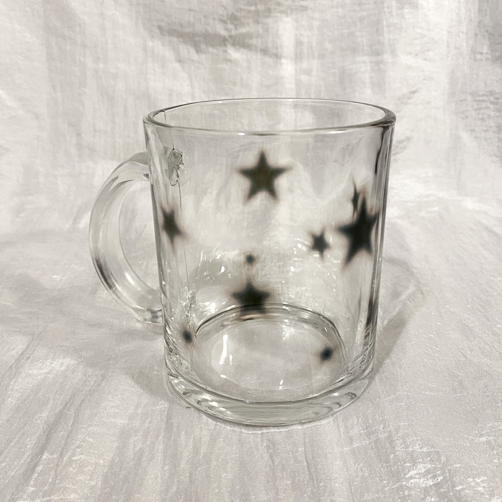 Black star glass mug (gloss)