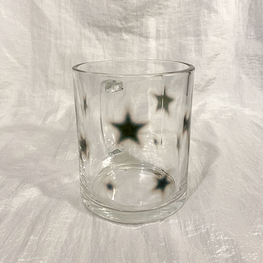 Black star glass mug (gloss)