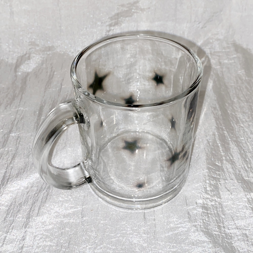 Black star glass mug (gloss)
