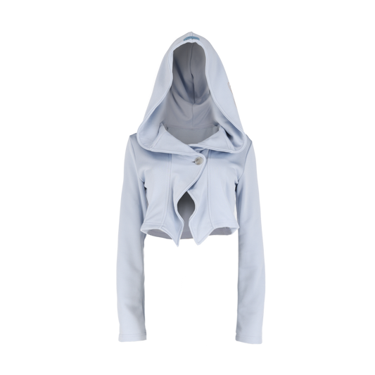 Shiny Stone Hooded Jacket- Pale Blue