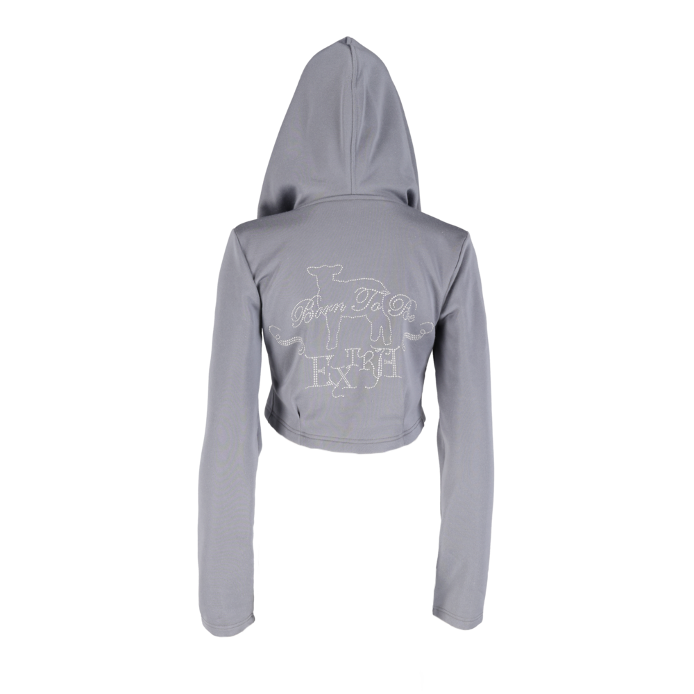 Shiny Stone Hooded Jacket- Grey