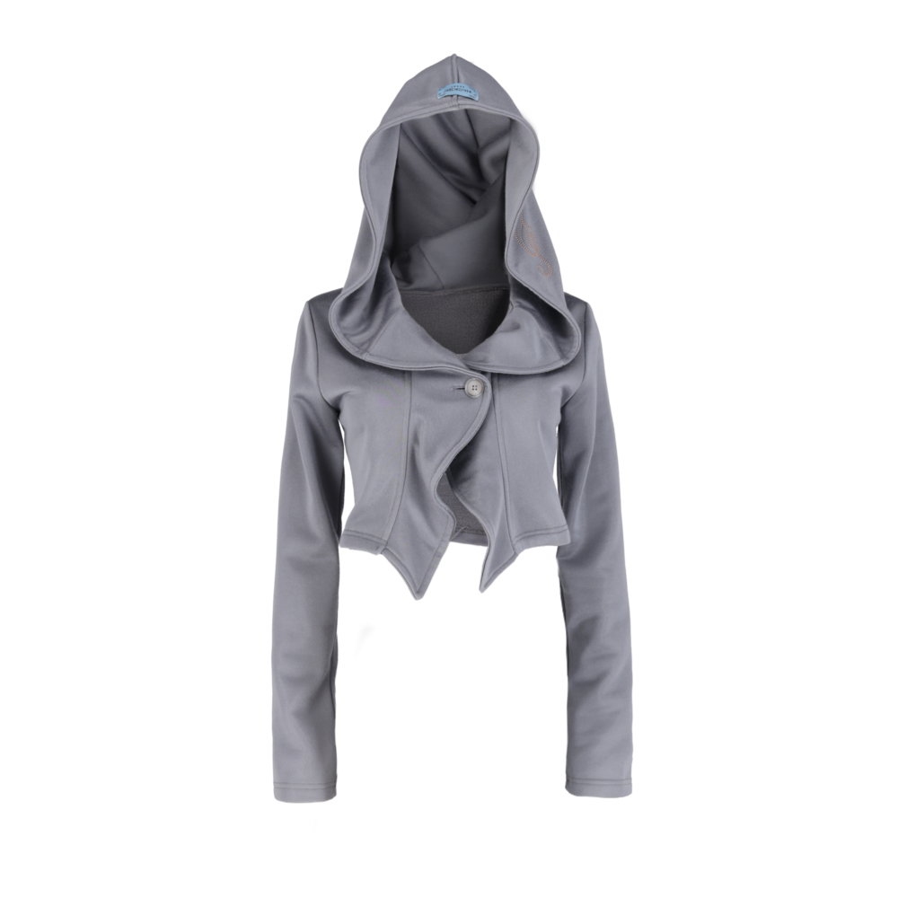 Shiny Stone Hooded Jacket- Grey