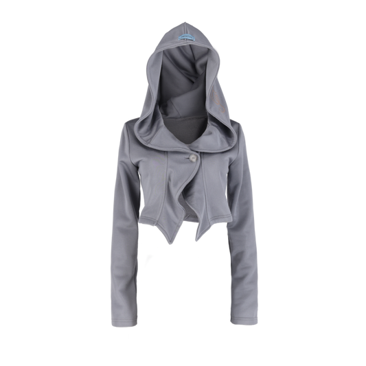 Shiny Stone Hooded Jacket- Grey